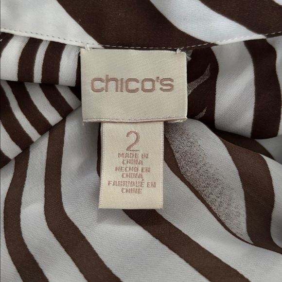 Striped Brown and White Women's Button-Up Shirt - Picture 10 of 12